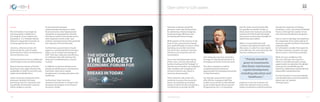 coninuied..
The G20 leaders must begin by
restoring public confidence in
the integrity of our markets and
institutions. U.S. President Barack
Obama’s inauguration provides an
exciting opportunity to do so.
Decisive, collective action will
demonstrate the unity of world
governments in their commitment to
overcoming the crisis.
G20 governments must act swiftly and
convincingly to free up credit markets.
Recent announcements of further
bank losses once again threaten the
availability of credit to even the most
stable and profitable firms.
Unless monetary easing and other
measures translate into lower
borrowing costs for companies and
households, the broader economy
will be unable to recover.
As governments provide
unprecedented assistance to their
financial sectors, that helping hand
should be accompanied by vehicles
that direct credit to the private sector,
with emphasis on the small- and
medium-sized businesses that generate
the majority of the world’s jobs.
Furthermore, governments should
agree to a coordinated fiscal stimulus
policy, set at a target percentage of
GDP. Stimulus measures should focus
on initiatives that will enhance the
long-term competitiveness of each
country.
In addition to physical infrastructure,
priority should be given to investments
that foster vital human capital
development, including education and
healthcare.
Furthermore, there must be a
renewed commitment to research and
development budgets to fund future
economic vitality.
Particular emphasis should be
placed on areas that hold promise
for addressing climate change by
boosting energy efficiency and
promoting alternative energy.
While speed is of the essence in this
time of crisis, governments should
give careful thought to ways in which
spending can provide more than
just short-term, domestic stimulus,
and focus on investment and not
consumption.
Due to the interdependent nature
of this crisis, concerns about fiscal
burden-sharing and the“leakage”of
stimulus across borders are misplaced.
Open markets and recognition of
common interests are critical to
restoring shared growth.
These initiatives will create new
industries to power the economy’s
future. Accompanying monetary
easing in G20 economies should be a
commitment to provide the IMF
with adequate resources and policy
leverage to help the governments of
emerging economies to do the same.
This direct assistance could be
complemented by enhanced
opportunities for emerging economies
to help themselves.
For example, governments could
offer African companies tariff-free
market access similar to that allowed
by the United States’African Growth
 Opportunity Act. It is imperative
that the Doha round of trade talks
be speedily concluded. Finally, as
these short-term measures are being
enacted, the G20 should also begin
the process of reforming oversight of
global financial markets.
While it is natural that the G20
countries have taken the lead in this
discussion, in order for a new regime
to be effective, fair, and welcomed, the
decision-making process that
produces it must be inclusive and
reflect the interests of all countries.
Greater involvement could be achieved
through the expansion of existing
institutions, such as the Financial Stability
Forum, or through the creation of new
ones that have already been proposed.
This is a time to develop new platforms
for cooperation that create engines of
economic growth and foster innovation
internationally.
As G20 leaders consider their goals for
the April meeting in London, we urge
them to bear in mind these priorities.
While we have confidence that
this crisis will pass, the manner in
which it is handled provides unique
opportunities to reposition the global
economy for sustainable growth
fueled by collaborative leadership and
responsible competitiveness.
For the full report on our proceedings
and detailed policy recommendations,
please visit our website:
www.gcf.org.sa
Open Letter to G20 Leaders
“ Priority should be
given to investments
that foster vital human
capital development,
including education and
healthcare..”
- 46 - - 47 -www.gcf.org.sa
 