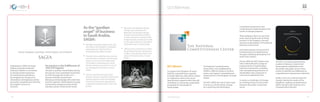 The NCC is currently supporting the
creation of Advisory Councils that
bring together stakeholders from
the private and public sectors in key
clusters to identify and collaborate on
competitiveness improvement initiatives.
Finally, it acts as a communicator for
change, sharing the results of the
Kingdom’s ongoing competitiveness
efforts though such channels as its
Competitiveness Review.
Established in 2000, the Saudi
Arabian General Investment
Authority (SAGIA) is committed
to enhancing the experience
of investing and operating in
the Kingdom by serving as an
information clearinghouse and by
providing comprehensive licensing
and support services to
investors.
Its mission is the fulfillment of
10X10 Program:
the plan to position Saudi Arabia among
the top ten most competitive economies
by 2010 through the creation of a
business-friendly environment.
Marrying local knowledge with world-class
business expertise, SAGIA believes strongly
in promoting entrepreneurship and the
relentless pursuit of data-driven results.
GCF2009 Hosts
•	 Identifies investment opportunities that
are linked to the Kingdom’s competitive
advantages and matches them to
interested and qualified investors.
•	 Provides value-added business services
and solutions to investors and business
owners, such as the One-Step Shops
(OSS) offices centralizing the critical
services necessary to invest in or to set
up and operate a business in Saudi
Arabia
•	 Serves as the main point of contact
between investors and other national and
regional agencies within the Kingdom
as well as private-sector organizations
to develop and refine business laws and
policies.
NCC Mission:
To support the Kingdom of Saudi
Arabia’s competitiveness agenda
through objective, data-driven advice
on regulatory reform and sector
improvement opportunities that will
contribute to increasing, sustainable
prosperity for the people of
Saudi Arabia.
•	 Represents the Kingdom abroad
through nine international o
Represents the Kingdom abroad
through nine international offices
on four continents to market Saudi
Arabia’s business climate and to offer
on-the-ground advice on all aspects
of doing business in Saudi Arabia.
•	 Offices on four continents to market
Saudi Arabia’s business climate and
to offer on-the-ground advice on all
aspects of doing business in Saudi
Arabia.
The National Competitiveness
Center (NCC) was established by
SAGIA in 2006 as a body to monitor,
assess, and support competitiveness
enhancement in the Kingdom of Saudi
Arabia.
The NCC fulfills this role in three ways:
It serves as a think tank for change
by conducting and developing
competitive assessments and
monitoring the implementation and
results of change programs.
These programs focus on two main
areas: improving the ease of doing
business in the Kingdom, through
spurring modernization of the general
business environment;
and improving the microeconomic
fundamentals of competitiveness,
through mobilizing development of
world-class clusters.
During 2008, the NCC played a key
role in advocating for a range of
improvements to Saudi Arabia’s
business environment, including
rules strengthening protection of
shareholders and a reduction in
commercial registration fees.
It works as a facilitator of change
by creating forums for discussion
between the public and private
sector.
As the“gardian
angel”of business
in Saudi Arabia,
SAGIA:
- 78 - - 79 -www.gcf.org.sa
 
