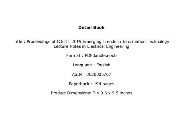 EBOOK_AUDIOBOOK LIBRARY Proceedings of ICETIT 2019 Emerging Trends in…