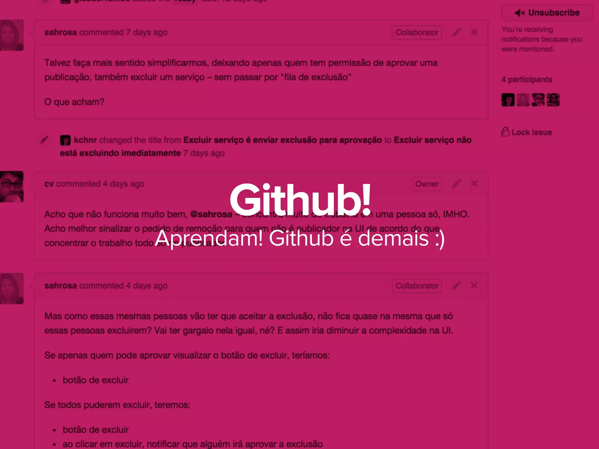 Aprendam! Github é demais :)
Github!
 