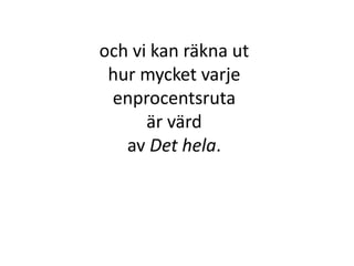 och vi kan räkna ut
hur mycket varje
enprocentsruta
Inger Bäckström, Burträsk
 