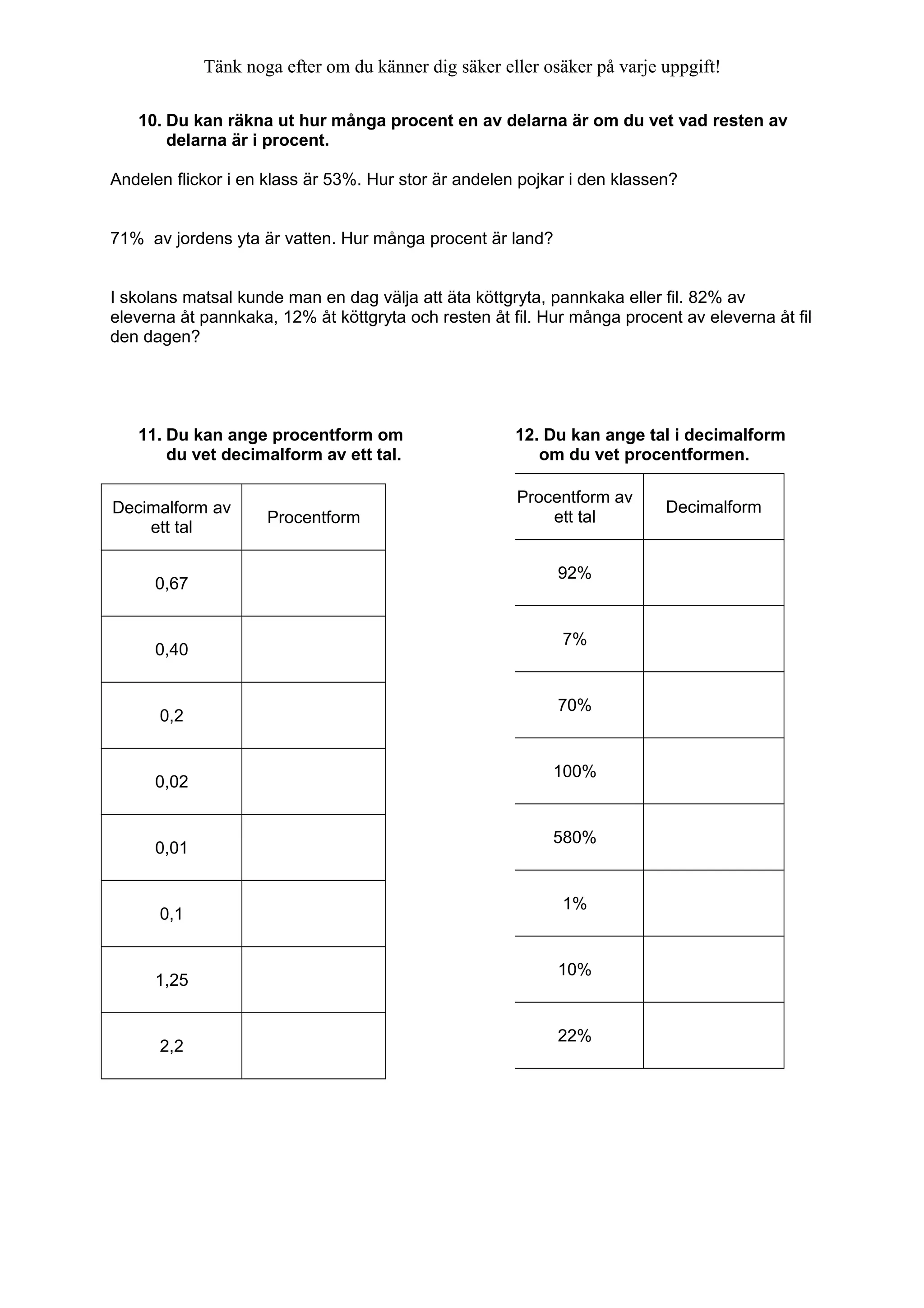 Procent, målbeskrivning grunder | DOC