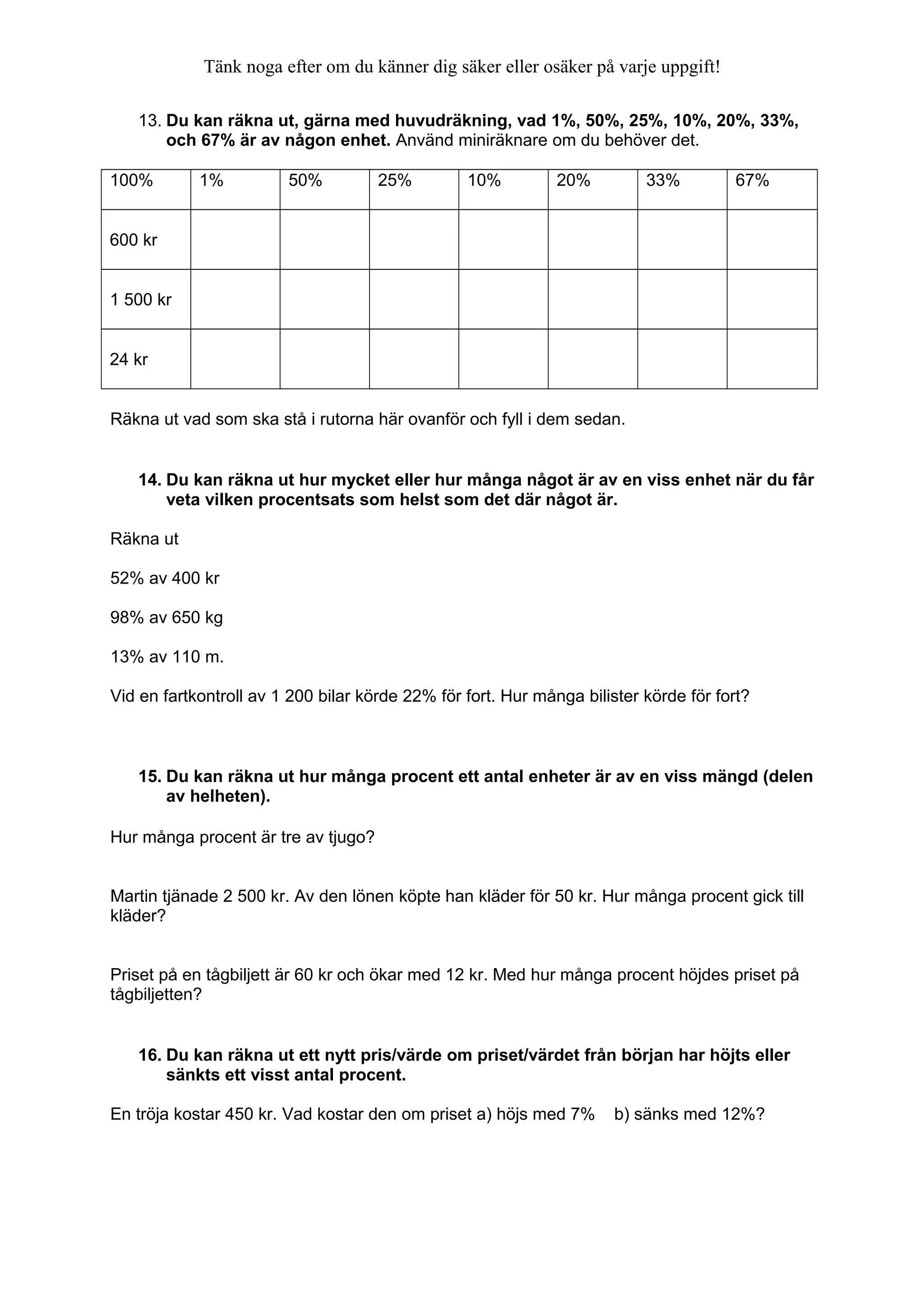 Procent, målbeskrivning grunder | DOC