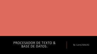 PROCESADOR DE TEXTO &
BASE DE DATOS.
By: Luemy Vallecillo
 