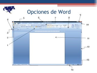 Opciones de Word  4 12 7 10 11 13 14 2 1 3 5 6 8 9 