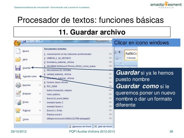 Procesador de textos. funciones básicas