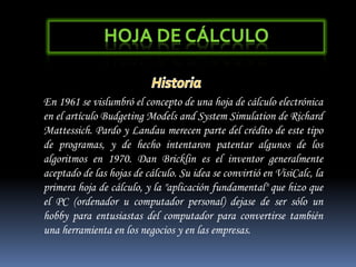 Estas operaciones se realizan generalmente a través de cálculos entre las celdas que pueden ser referenciadas en forma relativa o absoluta.