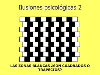 Ilusiones psicológicas 2 LAS ZONAS BLANCAS ¿SON CUADRADOS O TRAPECIOS? 