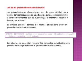 Procedimientos almacenados en MySQL