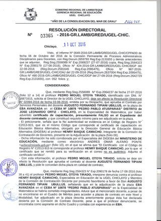 Proceso administrativo funcionarios- UGEL CHICLAYO