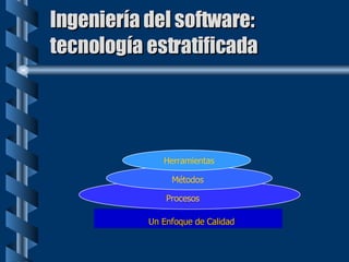 Ingeniería del software: tecnología estratificada <ul><li>  Un Enfoque de Calidad </li></ul>  Procesos   Métodos Herramien...