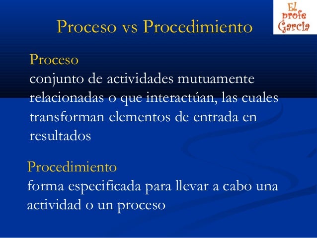 Proceso, procedimeinto o instructivo, elprofegarcia