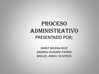 PROCESO ADMINISTRATIVO PRESENTADO POR: DARLY MILENA RUIZ ANDREA OCAMPO FIERRO MIGUEL ANGEL OLIVEROS 