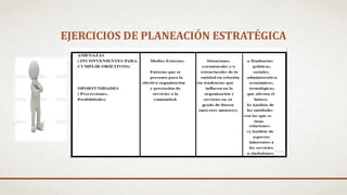 EJERCICIOS DE PLANEACIÓN ESTRATÉGICA
 