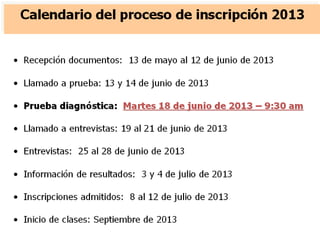 Proceso admisiones PGLA USB2013
