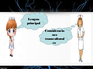 Lengua
principal
Consideracio
nes
transcultural
es
 