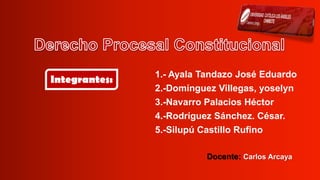 Integrantes:
1.- Ayala Tandazo José Eduardo
2.-Domínguez Villegas, yoselyn
3.-Navarro Palacios Héctor
4.-Rodríguez Sánchez. César.
5.-Silupú Castillo Rufino
Docente: Carlos Arcaya
 