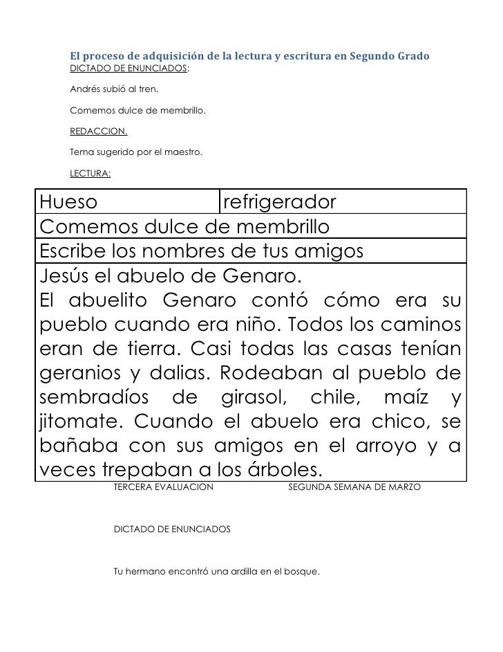 NIVELES DE CONCEPTUALIZACION DE LECTO ESCRITURA. SEGUNDO GRADO