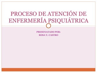 PRESENATADO POR:
ROSA Y. CASTRO
PROCESO DE ATENCIÓN DE
ENFERMERÍA PSIQUIÁTRICA
 