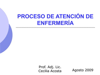 Agosto 2009
Prof. Adj. Lic.
Cecilia Acosta
PROCESO DE ATENCIÓN DE
ENFERMERÍA
 
