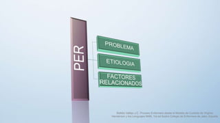 Bellido Vallejo J.C. Proceso Enfermero desde el Modelo de Cuidado de Virginia
Henderson y los Lenguajes NNN, 1ra ed Ilustre Colegio de Enfermeía de Jaén; España
 