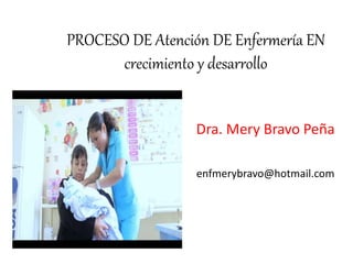 PROCESO DE Atención DE Enfermería EN
crecimiento y desarrollo
Dra. Mery Bravo Peña
enfmerybravo@hotmail.com
 