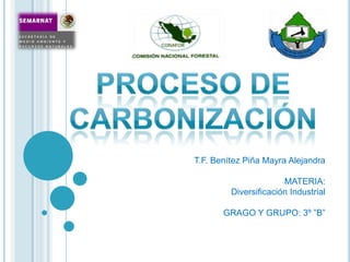 Proceso de Carbonización T.F. Benítez Piña Mayra Alejandra MATERIA: Diversificación Industrial GRAGO Y GRUPO: 3º ”B” 