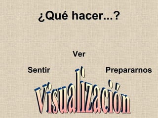 ¿Qué hacer...? Visualización Sentir Ver Prepararnos 