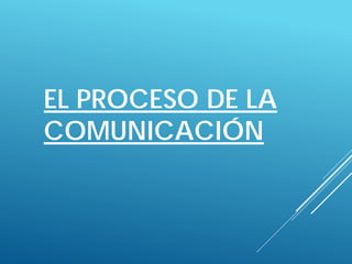 EL PROCESO DE LA
COMUNICACIÓN
 