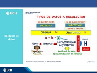 Recogida de
datos
202
0
TIPOS DE DATOS A RECOLECTAR
 