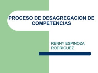 PROCESO DE DESAGREGACION DE
COMPETENCIAS
RENNY ESPINOZA
RODRIGUEZ
 
