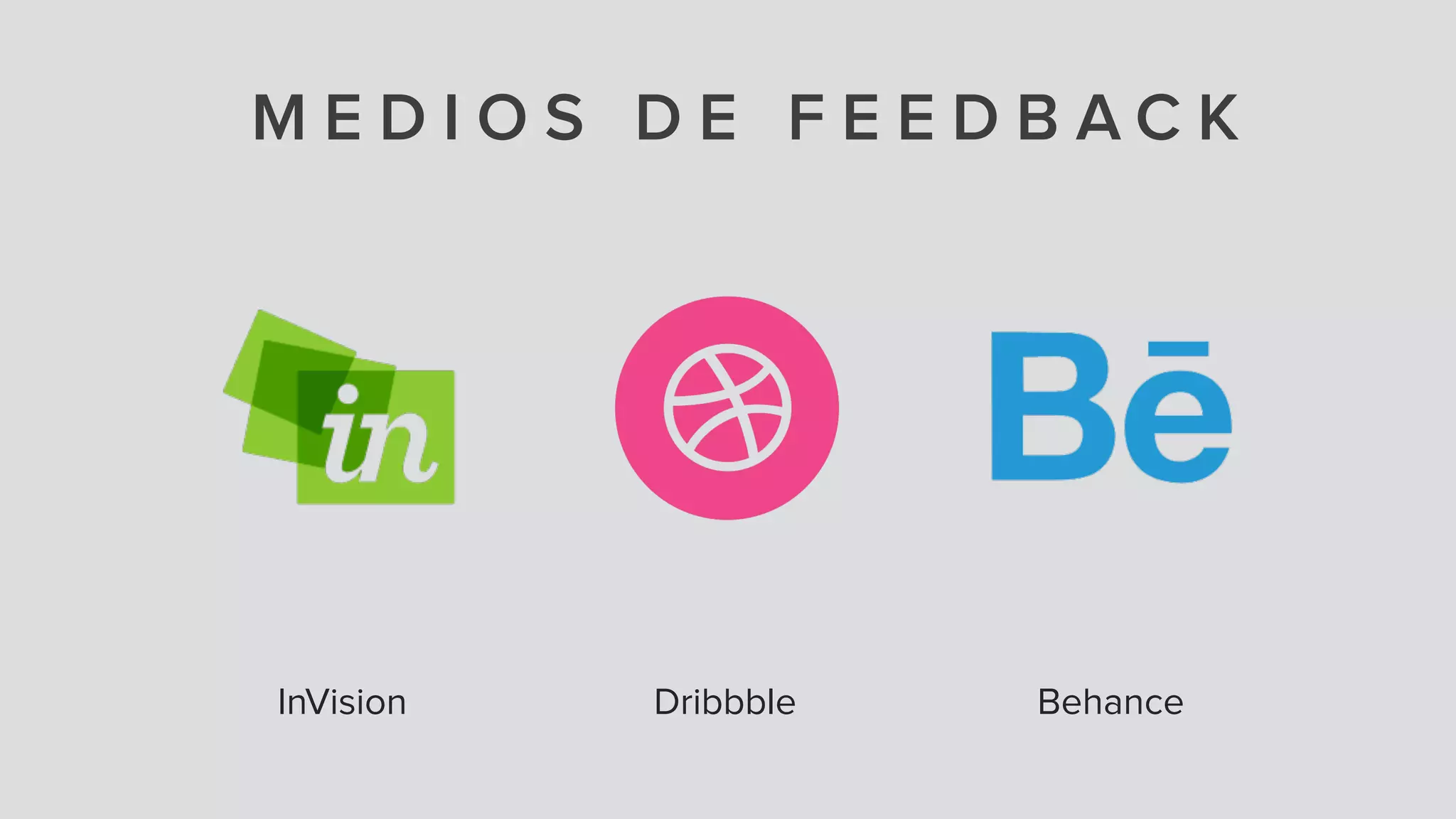 M E D I O S D E F E E D B A C K
InVision Dribbble Behance
 