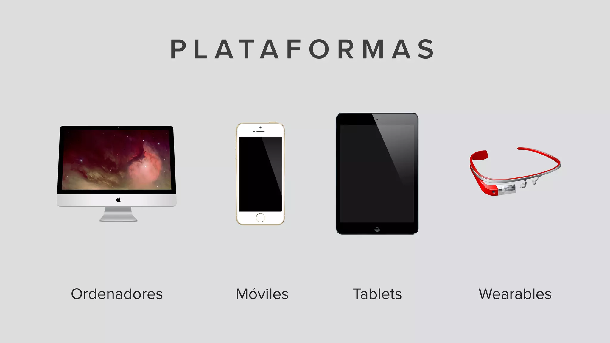 P L A T A F O R M A S
Ordenadores Móviles Tablets Wearables
 