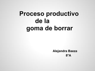 Proceso productivo
de la
goma de borrar
Alejandra Baeza
8°A
 