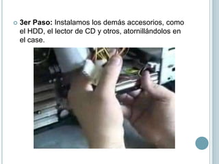 Ensamblaje de una PC1er Paso: Instalar (atornillar) la fuente en la cáscara y la Placa Madre.