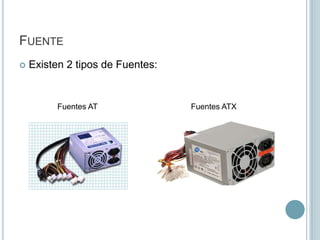 FuenteExisten 2 tipos de Fuentes:Fuentes ATFuentes ATX