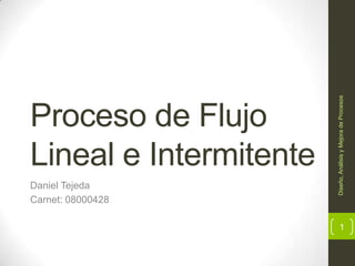 Diseño, Análisis y Mejora de Procesos
Proceso de Flujo
Lineal e Intermitente
Daniel Tejeda
Carnet: 08000428

                              1
 