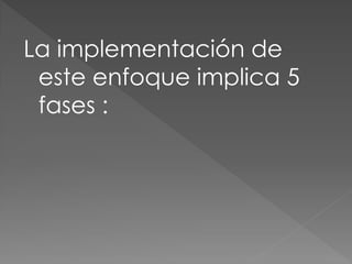 La implementación de
 este enfoque implica 5
 fases :
 