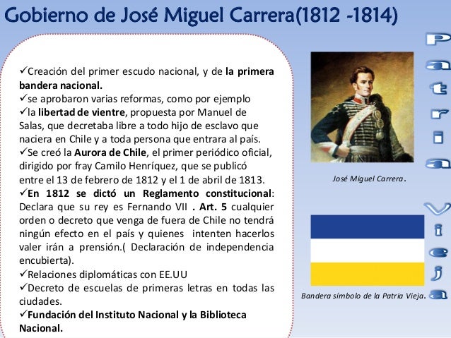 Resultado de imagen para reglamento constitucional de 1812 y la bandera de la Patria Vieja, además de publicarse la Aurora de Chile