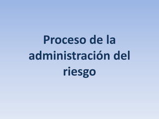 Proceso de la administración del riesgo  