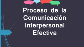 Proceso de la
Comunicación
Interpersonal
Efectiva
 