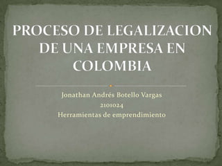 Jonathan Andrés Botello Vargas
            2101024
Herramientas de emprendimiento
 