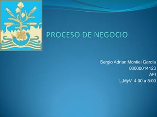 PROCESO DE NEGOCIO Sergio Adrian Montiel García 00000014123 AFI L,MyV  4:00 a 5:00 