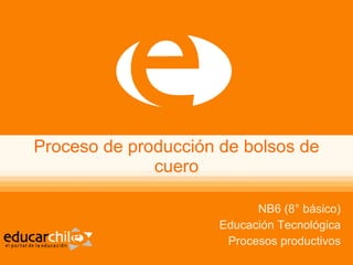 Proceso de producción de bolsos de cuero NB6 (8° básico) Educación Tecnológica Procesos productivos 