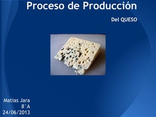 Proceso de Producción
Del QUESO
Matias Jara
8°A
24/06/2013
 