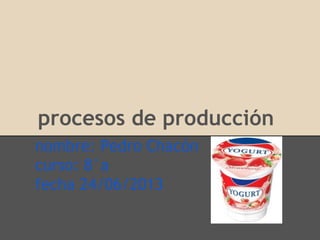 procesos de producción
nombre: Pedro Chacón
curso: 8°a
fecha 24/06/2013
 