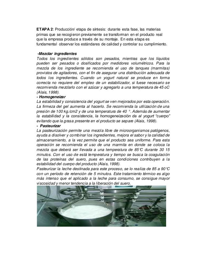 PROCESO DE PRODUCCION YOGURT A NIVEL INDUSTRIAL