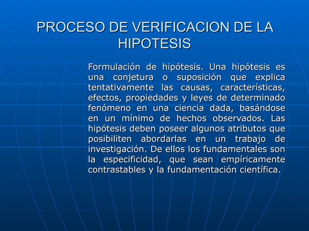 Proceso De Verificacion De La Hipotesis