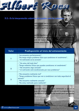 Albert RocaAlbert Roca
© www.albertroca.com 66
AA
9.3.- En la interpretación subjetiva del jugador ante los esfuerzos.
Se ...