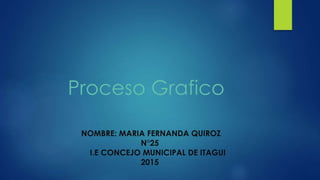 Proceso Grafico
NOMBRE: MARIA FERNANDA QUIROZ
N°25
I.E CONCEJO MUNICIPAL DE ITAGUI
2015
 